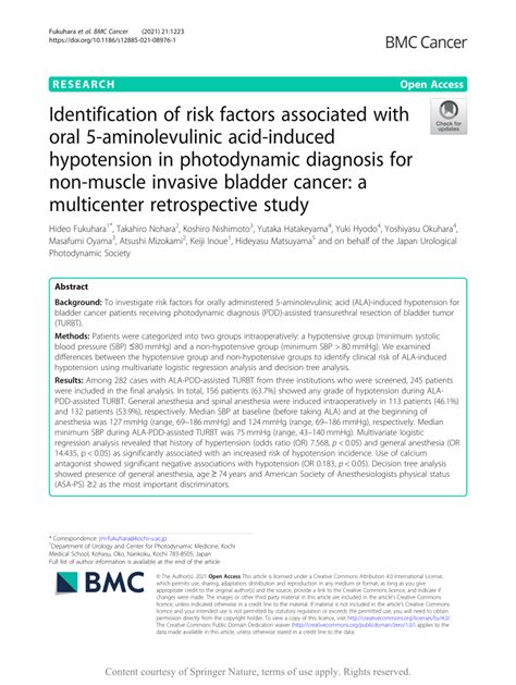 Pdf Identification Of Risk Factors Associated With Oral Aminolevulinic Acid Induced