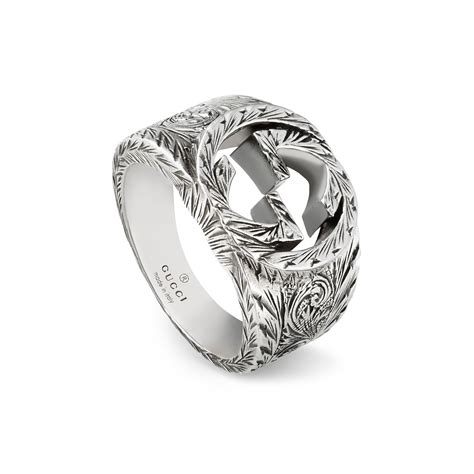 Gucci Interlocking G Sterling Silver Aged Ring Ybc455302001