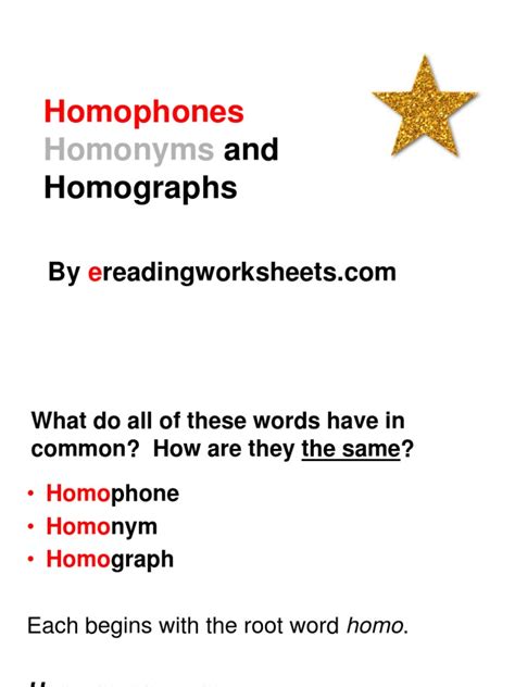 Homophones Homonyms And Homographs Lesson Pdf