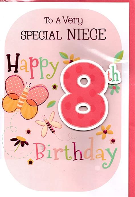 Geburtstagskarte Zum 8 Geburtstag Der Nichte ~ To A Special Niece On Your 8th Birthday Rosa