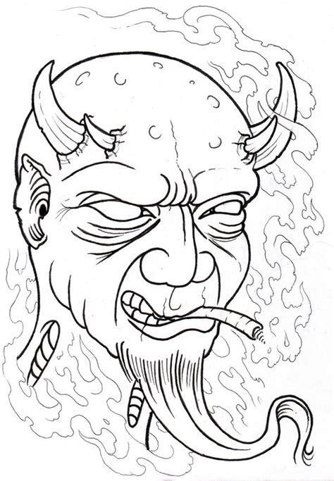 Smokin Demon Outline By Vikingtattoo On Deviantart