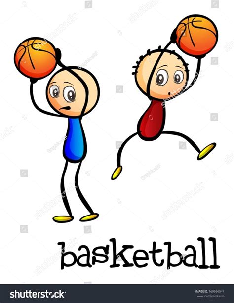 Illustration Two Boys Playing Basketball On Stock Vector Royalty Free