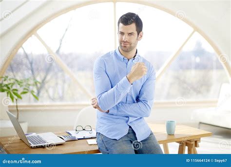 Smiling Young Businessman In The Office Stock Photo Image Of Male