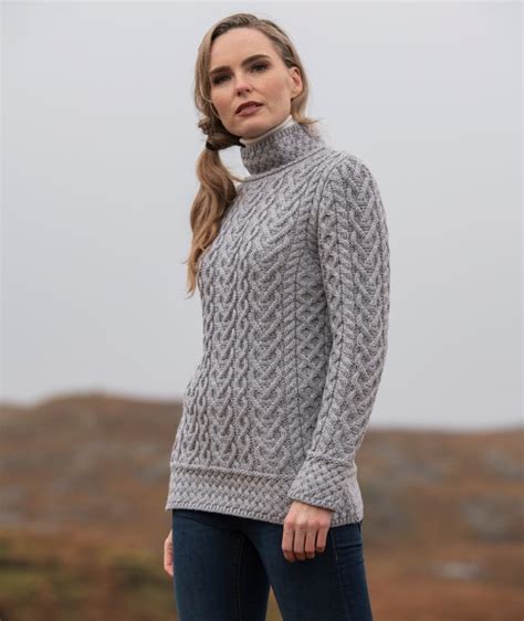 Ladies Luxury Cable Knit Sweater In Merino Aran Sweaters Direct