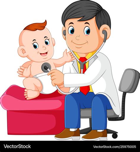 Doctor Is Checking Baby Boy Royalty Free Vector Image