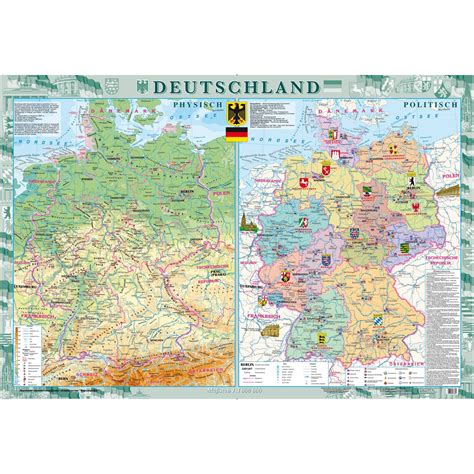 Discover sights, restaurants, entertainment and hotels. Germany (Deutschland) Wall Map - Physical and Political ...