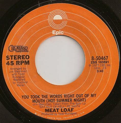 Meat Loaf You Took The Words Right Out Of My Mouth Vinyl Records Lp