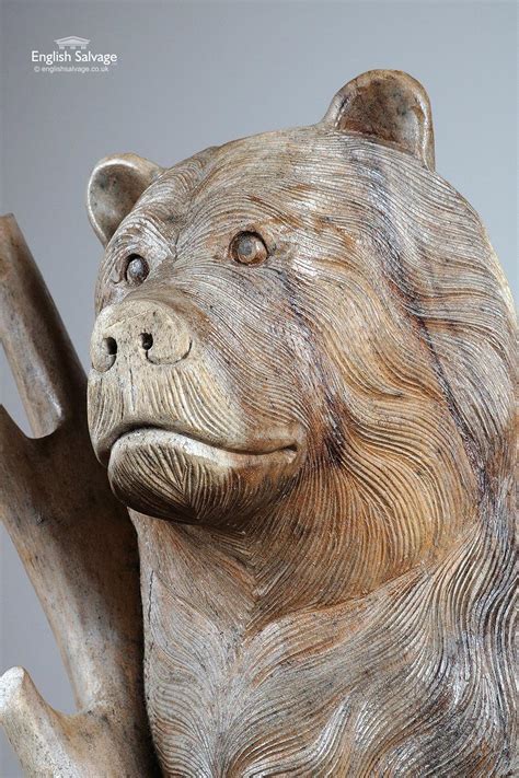 Charming carved hardwood bear statues
