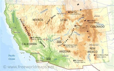 Southwestern Us Physical Map