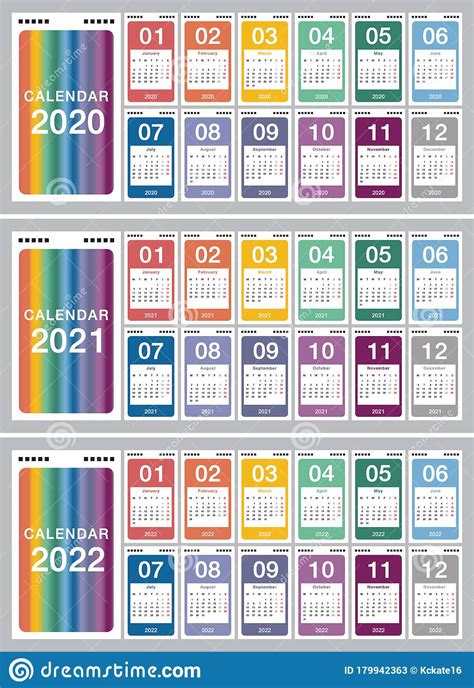 Plantilla De Diseño De Vectores Del Calendario Para 2020 Y 2021 Y Año