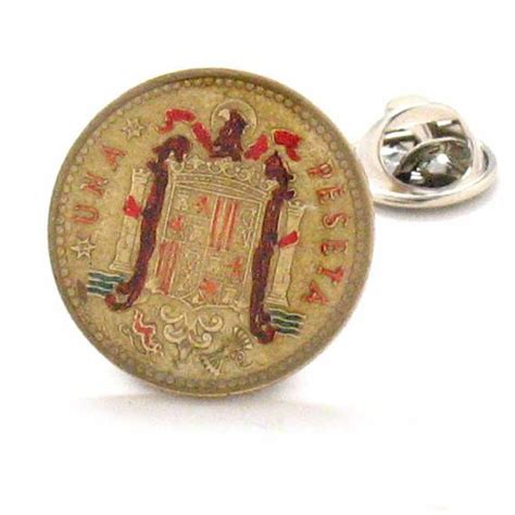 Spain Coin Tie Tack Lapel Pin Suit Flag Europe Spanish Lapel Pins Suit Missionary Jewelry