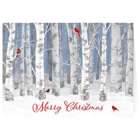 Personalized Snowy Birch Christmas Cards Set Of 20 · Lall Associates