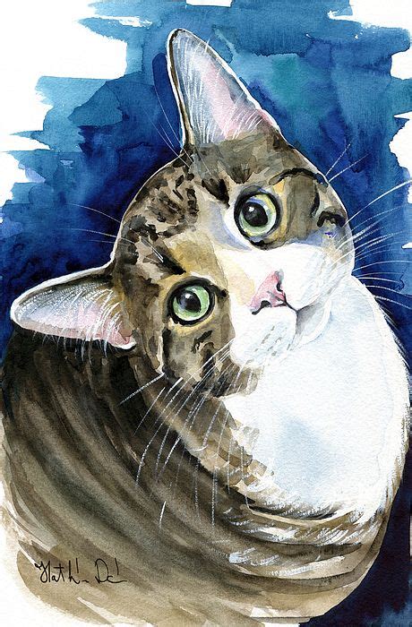 Bubbles Tabby Cat Painting By Dora Hathazi Mendes Watercolor Cat