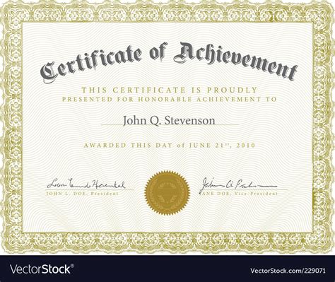 Formal Ornate Certificate Template Royalty Free Vector Image