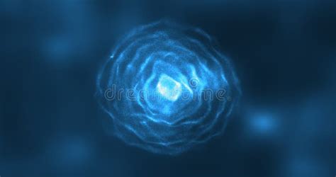 Abstract Blue Energy Round Sphere Glowing With Particle Waves Hi Tech