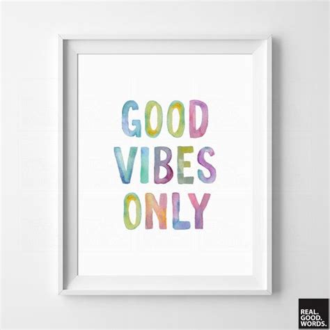 Good Vibes Only Poster Watercolor Typography Print Cubicle Decor Office