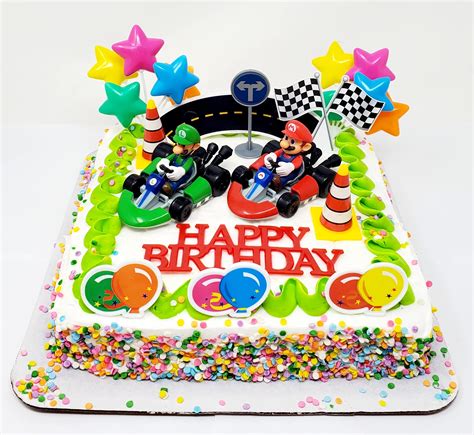 Buy Mario Kart Go Kart Racing 12 Piece Birthday Cake Topper Unique