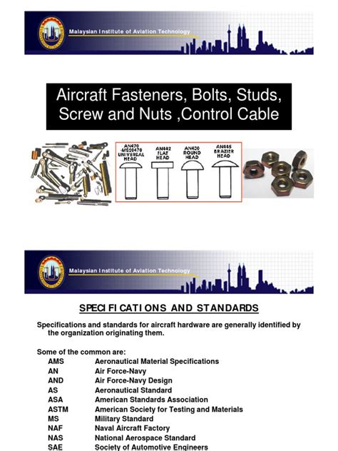 Aircraft Fastener Notes Screw Nut Hardware