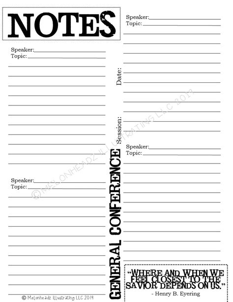 Freebie General Conference Notes Page 2 Lds Printable Melonheadz