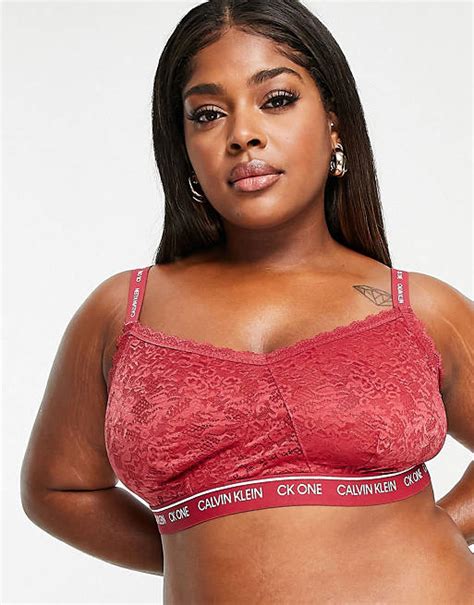 Calvin Klein Plus Size Ck One Lace Lingerie Set In Red Asos