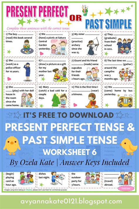 Ozela Kate Worksheet For Children And Beginner Tenses Present