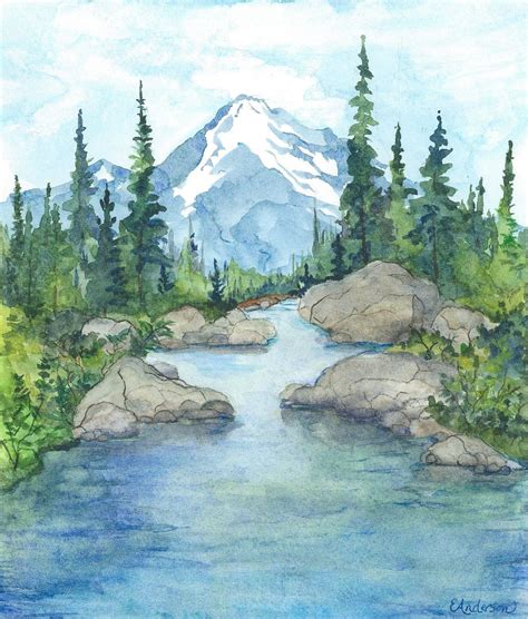 Watercolor River In Fall Google Search Watercolor Water Watercolor Paintings Easy Watercolor