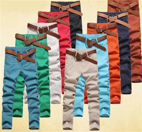 Elastic Candy Colored Pencil Pants Stretchy Pants Colored Pants Mens Bottom