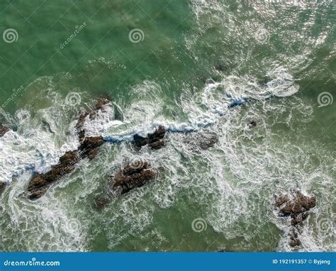 Aerial View Of Sea Waves And Fantastic Rocky Coast Thailand Stock