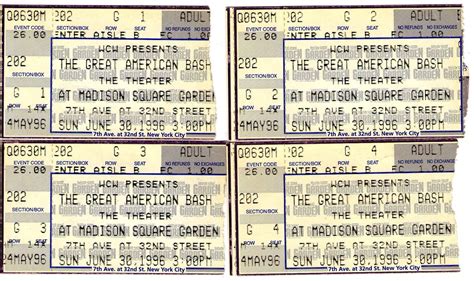 Wcw The Theater At Madison Square Garden Ticket Stubs Wrestlingfigs