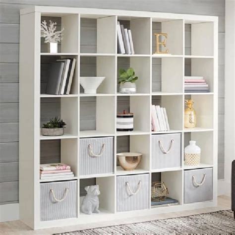 Large White Wall Bookcase 25 Cube Unit Storage Display Stand Room