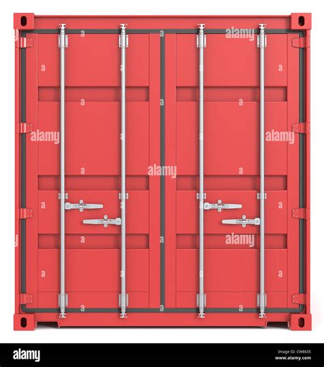 Cargo Container Front Red Cargo Container Closed Doors Front View
