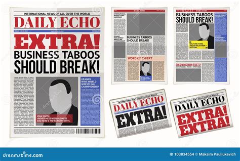 Daily Newspaper Template Tabloid Layout Posting Reportage Stock