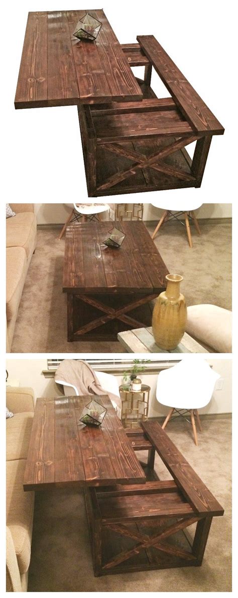 Cutting and assembling the coffee table. Lift top coffee table DIY - Rustic X coffee table with a ...
