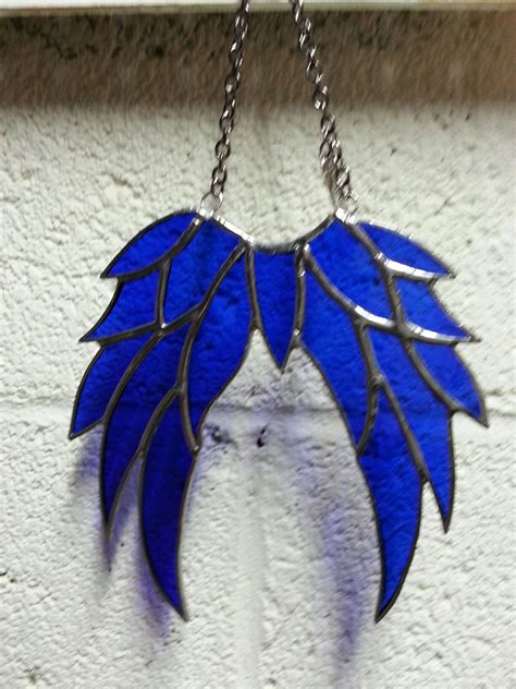 Blue Stain Glass Angel Wings Stained Glass Angel Stained Glass Ornaments Stained Glass Art