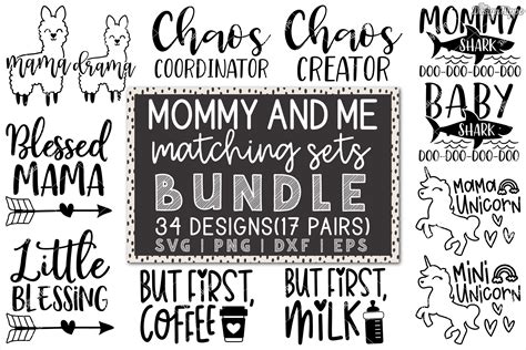 Mommy And Me SVG Bundle of 34 Designs - DXF PNG Cut Files (515883