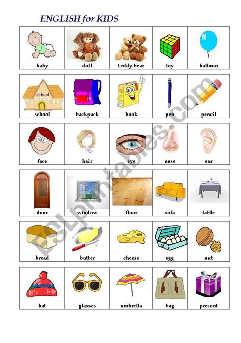 English In Pictures 1st Words Esl Worksheet By Svitl