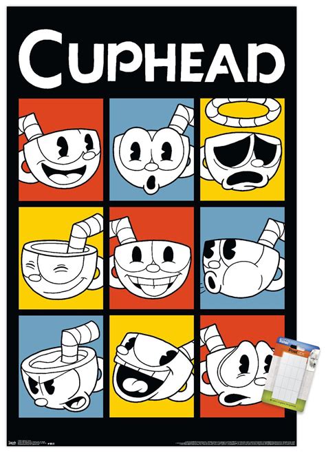 Cuphead Don T Deal With The Devil Faces Premium Poster And Poster Mount Bundle Walmart Com