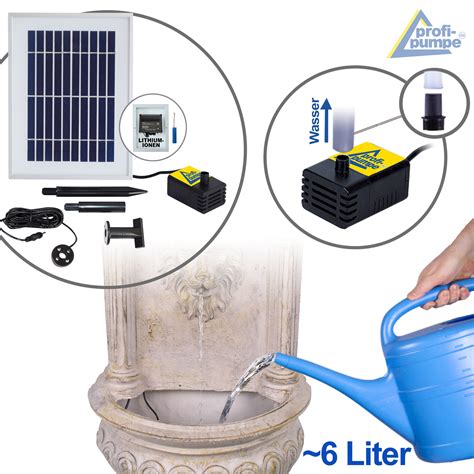 Wenn sonnenlicht auf das externe solarmodul trifft, wird das wasser aus. Solar GARTEN-, WANDBRUNNEN "LÖWEN-BRUNNEN" mit LED-Licht
