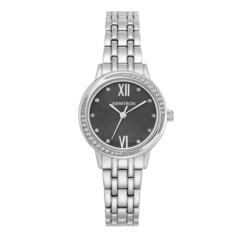 Ladies Silver Tone Bracelet Watch With Crystals