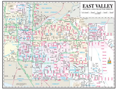 Phoenix East Valley Arterial And Collector Wall Map By