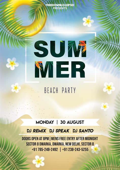 Beach Summer Party Free Psd Flyer Template Cartaz My Xxx Hot Girl