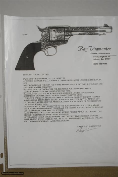 Ray Viramontez Engraved Ruger Bisley New Model Vaquero 45 Long Colt