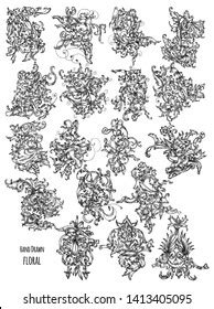 Hand Drawn Floral Ornaments Vector Pack Stock Vector Royalty Free