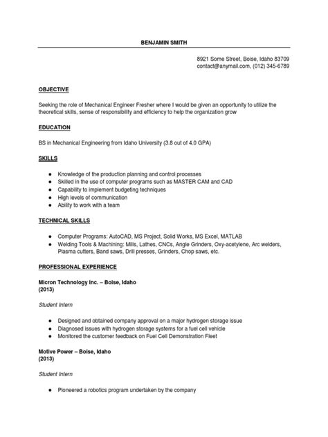 Some sample mechanical engineering student resume objectives. Mechanical Engineering Student Resume Template