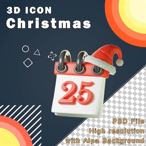 Premium Psd 3d Icon Christmas 25th Calendar 3d Illustration High