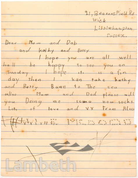 Letter From Child Evacuee World War Ii Landmarklandmark