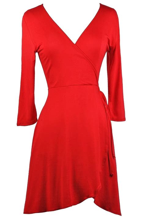 Red Wrap Dress Cute Red Dress Red Holiday Dress Lily Boutique