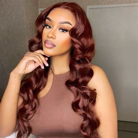 Reddish Brown Human Hair Wigs Body Wave Lace Wig West Kiss Hair