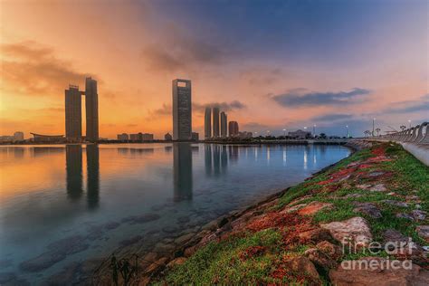 Abu Dhabi Cityscape And Skyline At A Warm Sunrise Abudhabi Uae