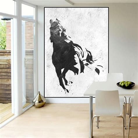 Extra Large Wall Art Painting Abstract Horse Painting Black Etsy